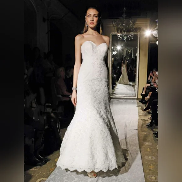 Oleg Cassini Dresses Oleg Cassini Strapless Lace Trumpet Dress Crl277 Poshmark